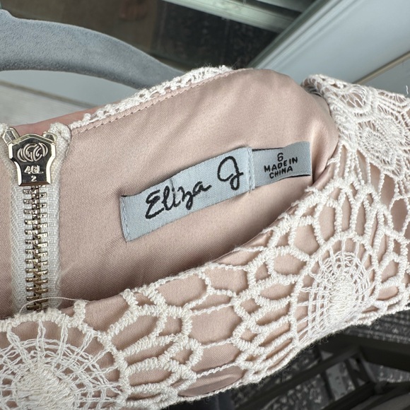 Eliza J Lace Sleeveless Shift Dress Size 6 Crochet Scalloped Hem Bohemian - Picture 8 of 9